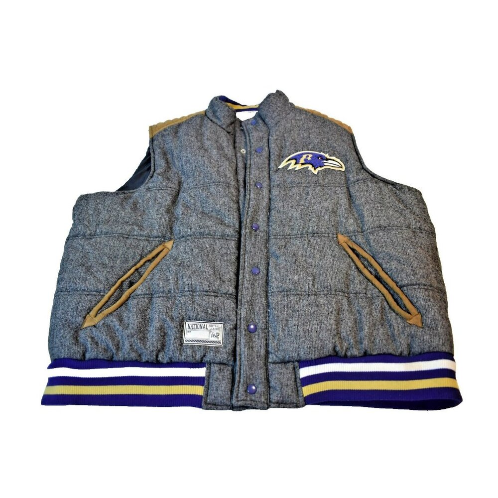 Baltimore Ravens National Football league Winter Puffer Vest Snap Buttons